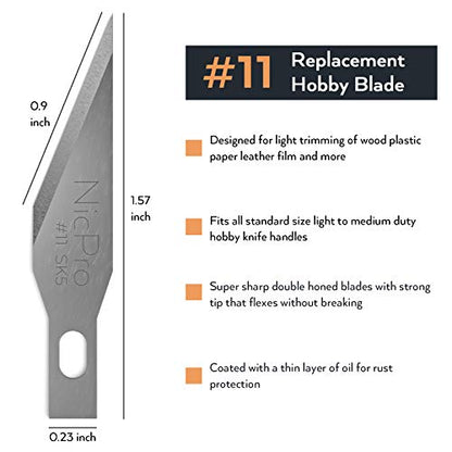 Nicpro 120 PCS Hobby Blades Set SK-5, Utility #11 Art Blades Refill Cutting Tool with Storage Case for Craft, Hobby, Scrapbooking, Stencil (Pack of 2) - size: #11 (Pack of 2)