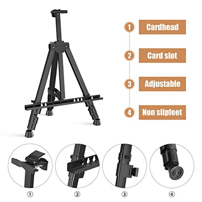 Art Painting Display Easel Stand - Portable Adjustable Floor Artist Easel | Aluminum Metal Tripod Black Stand with Bag, Height from 17" to 66", Sturdy for Table-Top/Floor Painting, Drawing, Displaying - style: Black - 1pack