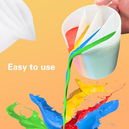 Kunyeah Split Cup with Handle 17OZ/500ML Silicone Cup for Paint Pouring Fluid Art Split Cup Acrylic Paint Pour Cup DIY Making Crafts Supplies Epoxy Resin Art Drawing Accessories (4 Chambers) - size: 4 Chambers
