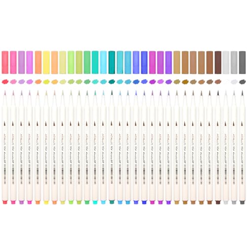 SAYEEC Metallic Brush Pens 30 Colors Art Metallic Markers Soft Brush Tip Calligraphy Paint Pens for Black Paper Rock Painting Lettering Card Making Glass Wood Canvas Plastic Stone Scrapbook Crafts - color: 30 Colors Brush Tip