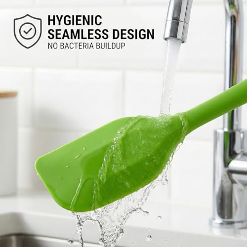 8-Piece Small Silicone Spatula Set, 8.5" Heat Resistant Scrapers | Seamless 8.5-inch small rubber scrapers for baking and mixing. One-piece hygienic design. Dishwasher safe. 8-color set
