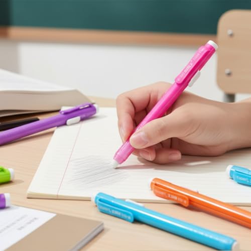 Outus 36 Pieces Eraser Pen Retractable Mechanical Include 6 Packs Eraser Pen and 30 Erasers Refill for School Office Painting Writing (Solid Color) - color: Solid Color
