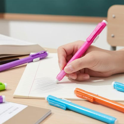 Outus 36 Pieces Eraser Pen Retractable Mechanical Include 6 Packs Eraser Pen and 30 Erasers Refill for School Office Painting Writing (Solid Color) - color: Solid Color