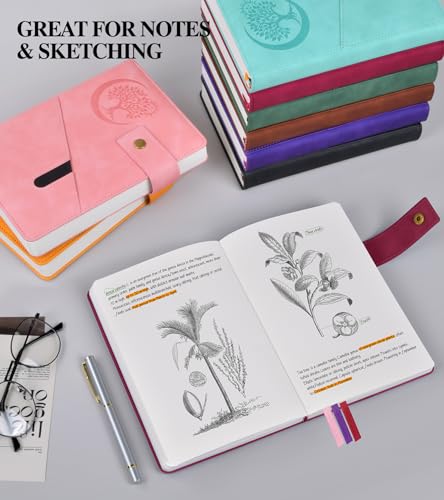 PAIBAS Blank Journal Notebook, A5 Hardcover Leather Sketchbook with 200 Pages Thick Blank Paper for Men Women, Unlined Drawing & Writing Journal, 5.9" x 8.4" Plain Notebook (wine red) - color: Wine Red, size: Blank Page