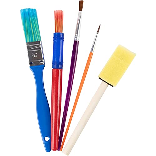 Paint Brush Art Kit for Kids - 36-Piece, Transparent Foam - Foam Brushes, Rollers & Stamps Painting Set with Apron for Crafts & Art Supply