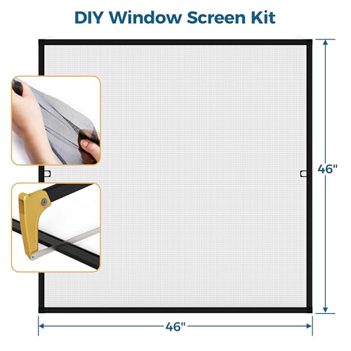 Augblinds DIY Aluminum Window Screen Frame Kit, 2 Sets, 46 in, Black - color: Black, size: 46 in X 46 in (2 Pack)