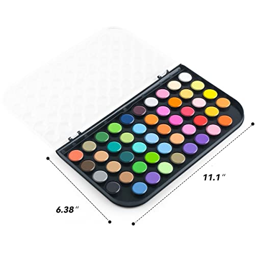 TRANSON 48 Colors Watercolor Paint Set with 4pcs Paint Brushes and 1pcs Water Brush Pen for Adults, Beginners and Artists