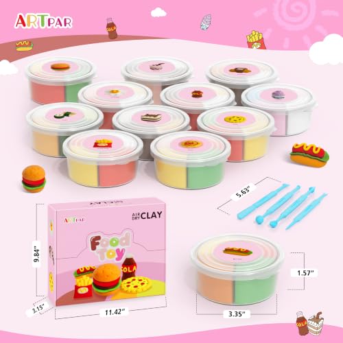 ARTPAR Air Dry Clay for Kids,12 Mini Food Modeling Magic Clay Sculpting Kit - color: Colorful Food Kit