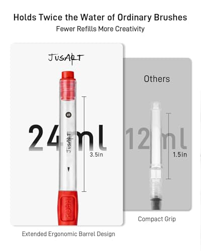 JusArt Water Brush Pens 6-Pack Leak-Proof Refillable Watercolor Pens - color: 6 Pcs Red