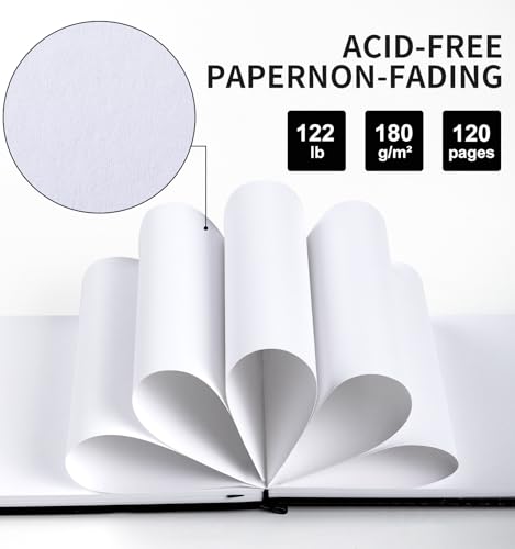 Sketchbook for Drawing, 120 Pages Sketch Book, 122LB/180GSM Thick Paper - color: Back, size: Small 2 PACK (5.5×5.5INCH)
