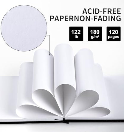Sketchbook for Drawing, 120 Pages Sketch Book, 122LB/180GSM Thick Paper - color: Back, size: Small 2 PACK (5.5×5.5INCH)