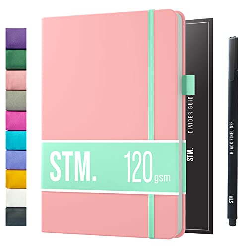 Bullet Dotted Journal Dot Grid Notebook | A5 Daily Journaling Notebooks for Personal Writing, Work, Women | 120gsm Thick Paper, Hard cover, Lay Flat Binding | 5x7 Journals Cuaderno Libretas de apuntes - color: Pastel Pink, style: Pro (120gsm)
