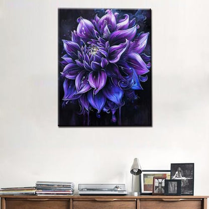 Dark Purple Dahlia Flowers Paint by Number Black Background Painting DIY Painting on Canvas with Brushes Acrylic Paints Gothic Paint by Numbers for Adults and Kids Beginner 16x20 Inch（DIY Frame） - color: Eye Flowers 01, size: 16''x20''(DIY Frame)