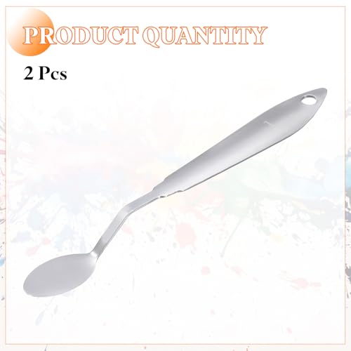 HARFINGTON 2pcs Palette Knife Painting Tool 7.09" Stainless Steel Round Spatula Painting Pallet Knives with Hole Design for Acrylic Canvas, Silver