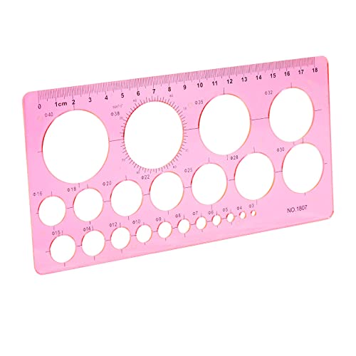 LOKUNN Circle Template for Drawing, Pink Circle Stencil Templates | Ruler Quilling Tool, Round Hole Ruler Tool, Circle Stencils for Painting, Plastic Circle Measuring Templates for Office Home - color: 1 pcs pink