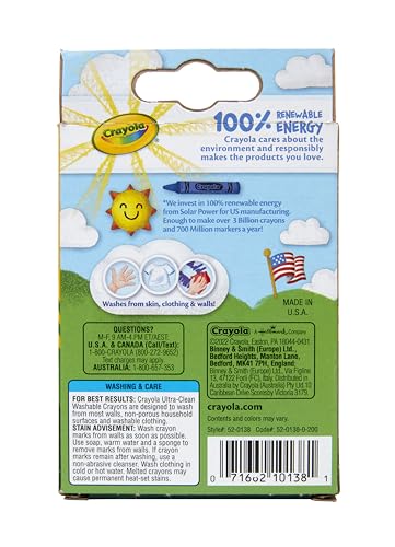 Crayola Washable Crayons, School Supplies, 24 Count - size: 24 Count (Pack of 1)