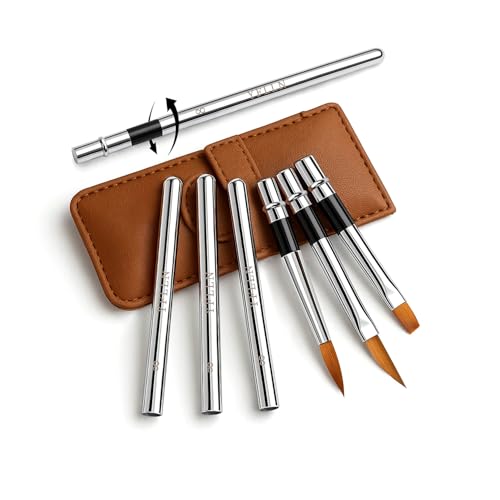 Travel Watercolor Brushes, 3pcs Watercolor Travel Brushes with Leather Pouch - Fine Point Rounds Dagger Flat for Watercolor Gouache Ink Painting - size: 3