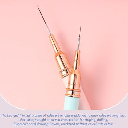 Nail Art Liner Brushes, 5Pcs Gel Polish Painting Art Design Pen Set - color: Multicolor (5Pcs)