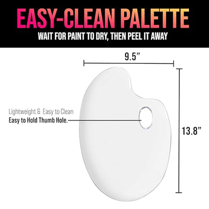 U.S. Art Supply 9" x 13.8" Clear Oval Acrylic Painting Palette | Artists Transparent Plastic Mixing Paint Palette Tray - Non-Stick Surface for Acrylic and Oil Paint - size: 9.5-inch x 13.8-inch