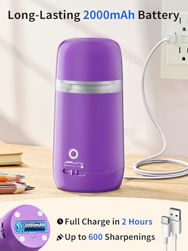 JARLINK Automatic Electric Pencil Sharpener, Rechargeable - color: Purple