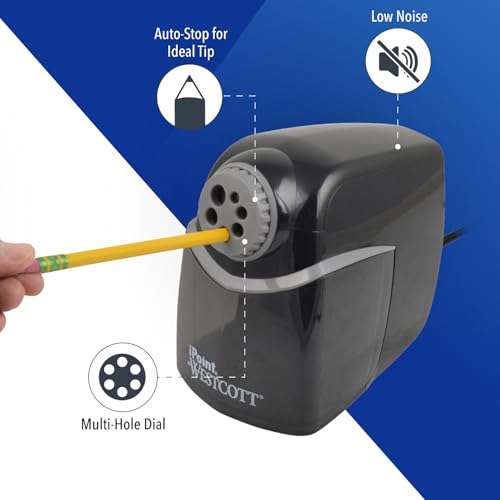 Westcott iPoint Heavy Duty Electric Pencil Sharpener for Home, School, and Office - size: Pack of 1, style: iPoint