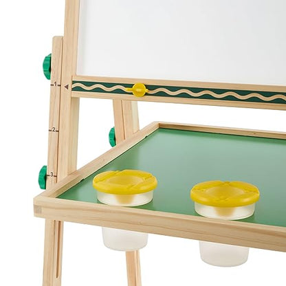 Crayola Wooden Art Easel for Kids, 2-in-1 Dry Erase Board & Chalkboard, Gifts for Toddlers, Ages 3, 4, 5 - style: Wooden Easel