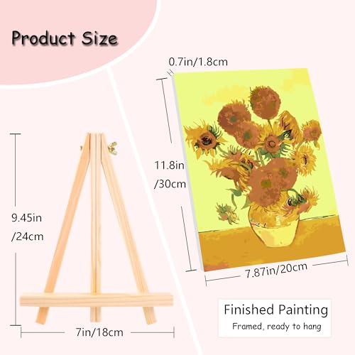 Muzagroo Art 4 Pcs Paint by Numbers Kits for Adults Framed Canvas with Wooden Easel DIY Beach Acrylic Oil Paintings Kits Paint by Numbers on Canvas Wall Art 8x12 inch (Van Gogh) - color: Van Gogh