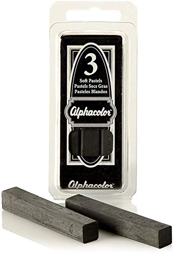 Derwent Alphacolor Soft Pastels, Charcoal, 3 Pastels per Pack (105C) - size: 3 Count (Pack of 1)