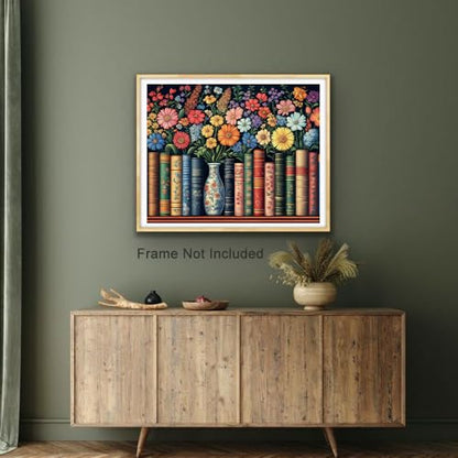 Natuyalo DIY Painting by Numbers for Adults, Books and Flowers Paint by Numbers, 16x20 Inch Adults Paint by Number Kits on Canvas, Frameless Color by Number Acrylic Art Craft Kits - color: Color-05