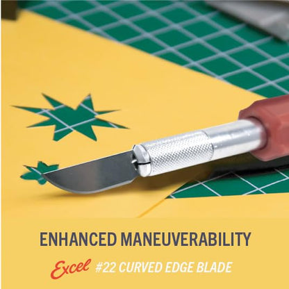 Excel Blades 100 PCS Craft Knife Blade Refill, #22 High Carbon Steel Curved Hobby Knife Blades Replacement - For Precision Cutting, Professional, Hobby, And Art Crafts | Precision Cutting Tool, Professional & Studio Grade, Replacement Refills for Art and