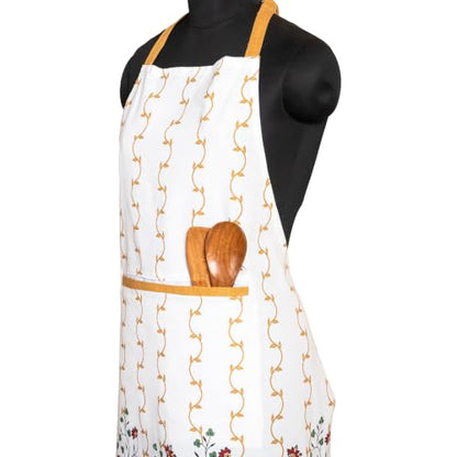 FINGERCRAFT Apron, Dual Pocket, Adjustable Tie, Multipurpose Washable Bib Apron for Home, Kitchen, Chef and Professionals - color: Golden Vine