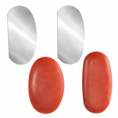 2 Sizes Rubber Pottery Clay Ribs + 2 Pcs Ceramics Serrated Rib, Pottery Tools Metal Clay Scraper Serrated Scraper Sculpture Cutter Crafts Tool Ceramics Tool Kit for Texturing Artists Modeling Potter