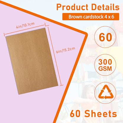 Guakicae 60 Sheets Brown Flat Cardstock 4 x 6 Thick Paper 110lb | Heavyweight Card Stock Kraft Paper for Cards Making, Wedding Invitations, Thank You Cards, Birthday, Stationery - color: Brown, size: 4x6-60pcs