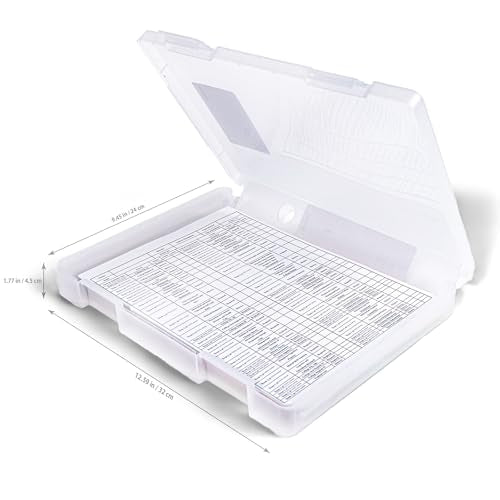 4 Packs A4 Paper Storage Boxes, 8.5 x 11 Plastic Portable Project Case for US Letter Size, Multi-Purpose Thick Scrapbook Storage Box for Office - size: 12.59"L x 9.45"W x 2"H