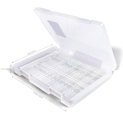 4 Packs A4 Paper Storage Boxes, 8.5 x 11 Plastic Portable Project Case for US Letter Size, Multi-Purpose Thick Scrapbook Storage Box for Office - size: 12.59"L x 9.45"W x 2"H