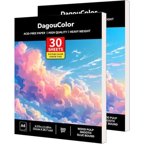 DagouColor Watercolor Paper Pad, 30 Sheets - Cloud Pink, A4, 1 Pack | 140lb/300gsm Cold-pressed Paper, Artist Book for Adults Beginners, Painting, Drawing, Mixed Media - color: Cloud Pink