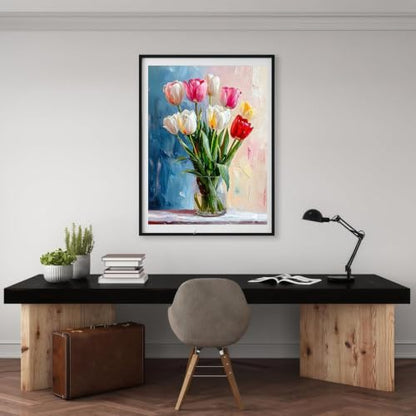 Gemozaic Tulip Paint by Numbers Kit for Adults, Rolled Canvas, 12 x 16 in - color: MT22995