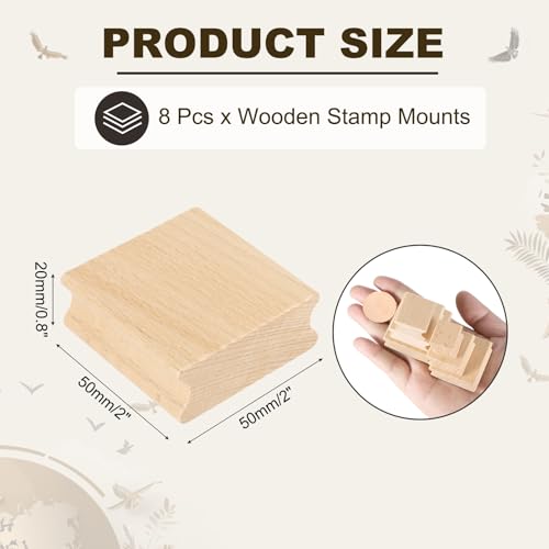 PATIKIL 50x50mm Wooden Stamp Block, 8 Pcs Blank Rubber Stamp Mounts Wooden Rubber Beech Hard Wood Blocks for Making DIY Crafting, Wood Color - size: 50x50mm