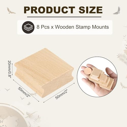 PATIKIL 50x50mm Wooden Stamp Block, 8 Pcs Blank Rubber Stamp Mounts Wooden Rubber Beech Hard Wood Blocks for Making DIY Crafting, Wood Color - size: 50x50mm