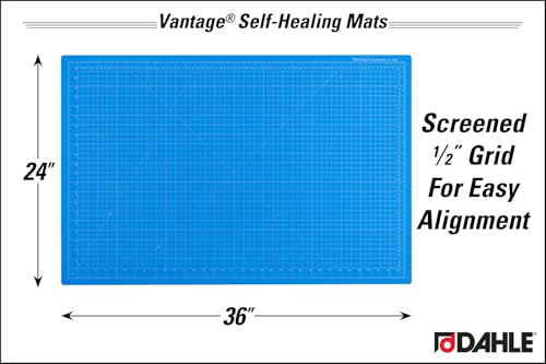 Dahle Vantage 10693 Premium Self-Healing Cutting Mat, 24"x36", 1/2" Grid, 5 Layers for Max Healing, Perfect for Crafts & Sewing, Blue - color: Blue, size: 36"L x 24"W