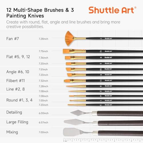 Shuttle Art 54 Pack Acrylic Paint Set, Acrylic Painting Set with 30 Colors Acrylic Paint, Wooden Easel, Painting Canvas, Paint Brushes, Palette, Art Painting Supplies for Kids Adults Beginner Artists
