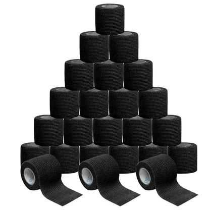 OK TAPE 24 Rolls Self Adhesive Bandage Wrap, Cohesive Elastic Athletic Tape - color: Black, size: 2 Inch-24 Pack