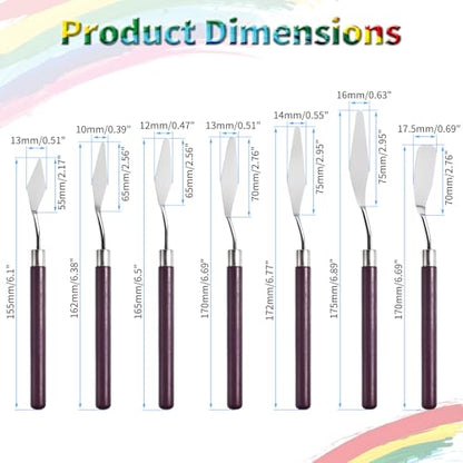 7 Pcs Palette Knife, Pointy & Flat Spatula, Redwood Handle | Stainless Steel Painting Knife Set, Oil Paint Metal Knives, Pallet Painting Knives for Oil, Acrylic and Canvas Drawing