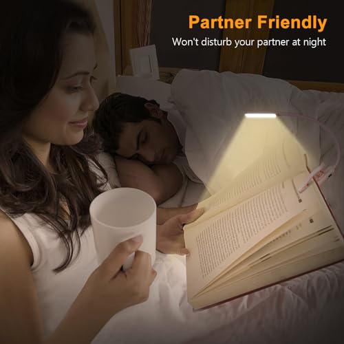 Gritin 9 LED Rechargeable Book Light for Reading in Bed | Eye Caring 3 Color Temps,Stepless Dimming Brightness,80 Hrs Runtime Small Lightweight Clip On Book Reading Light-Pink - color: Pink