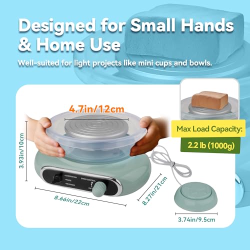 Jasthorine Pottery Wheel for Kids, Arts and Crafts Toy Kit, Ages 6-12 | Kids Pottery Wheel Kit for Creative Air-Dry Clay Craft Projects, Arts & Crafts Toy & Birthday Gift for Girls & Boys Ages 6-12