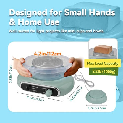 Jasthorine Pottery Wheel for Kids, Arts and Crafts Toy Kit, Ages 6-12 | Kids Pottery Wheel Kit for Creative Air-Dry Clay Craft Projects, Arts & Crafts Toy & Birthday Gift for Girls & Boys Ages 6-12
