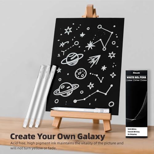 4 Pack White Gel Pens with 0.5mm Fine Tip for Black Paper Drawing