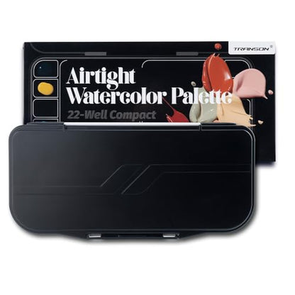 Transon Watercolor Palette Folding with Lid 18wells 2 Mixing Areas and 1 Large Mixing Tray Also for Gouache Acrylic Paint Palette Black Color - color: Black