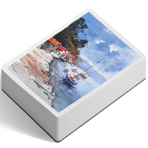 FLUNBRATO Watercolor Paper Pad, 60 Sheets, 8.3 x 5.8 in, Hot Press 100% Cotton, 140LB/300GSM Acid-Free Square Art Pad, Two-Edge Glued, for Gouache, Ink and Mixed Media - size: A5 (8.3 x 5.8 in)