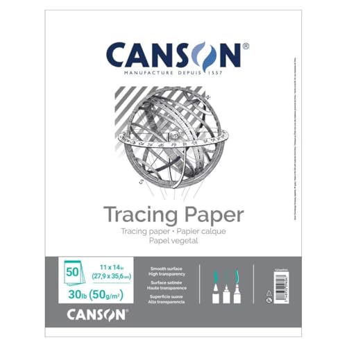 Canson Tracing Paper, 11" x 14", 50 Sheets/Pad, 12 Pads | For Pencil, Pen, and Ink, Top Bound Pad, 30 lb. (50gsm), Class Pack, 600 Sheets Total - size: 11" x 14" (12-Pack)